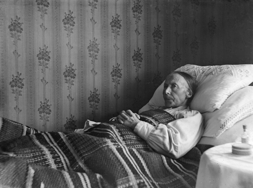 An image of an elderly person sleeping