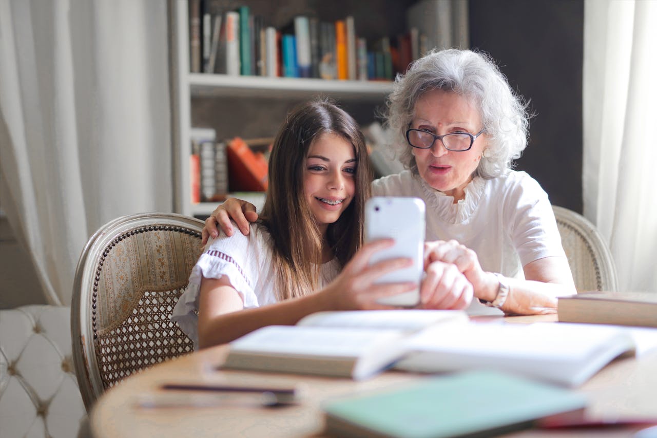 An image of a fun session between a grandma and her granddaughter